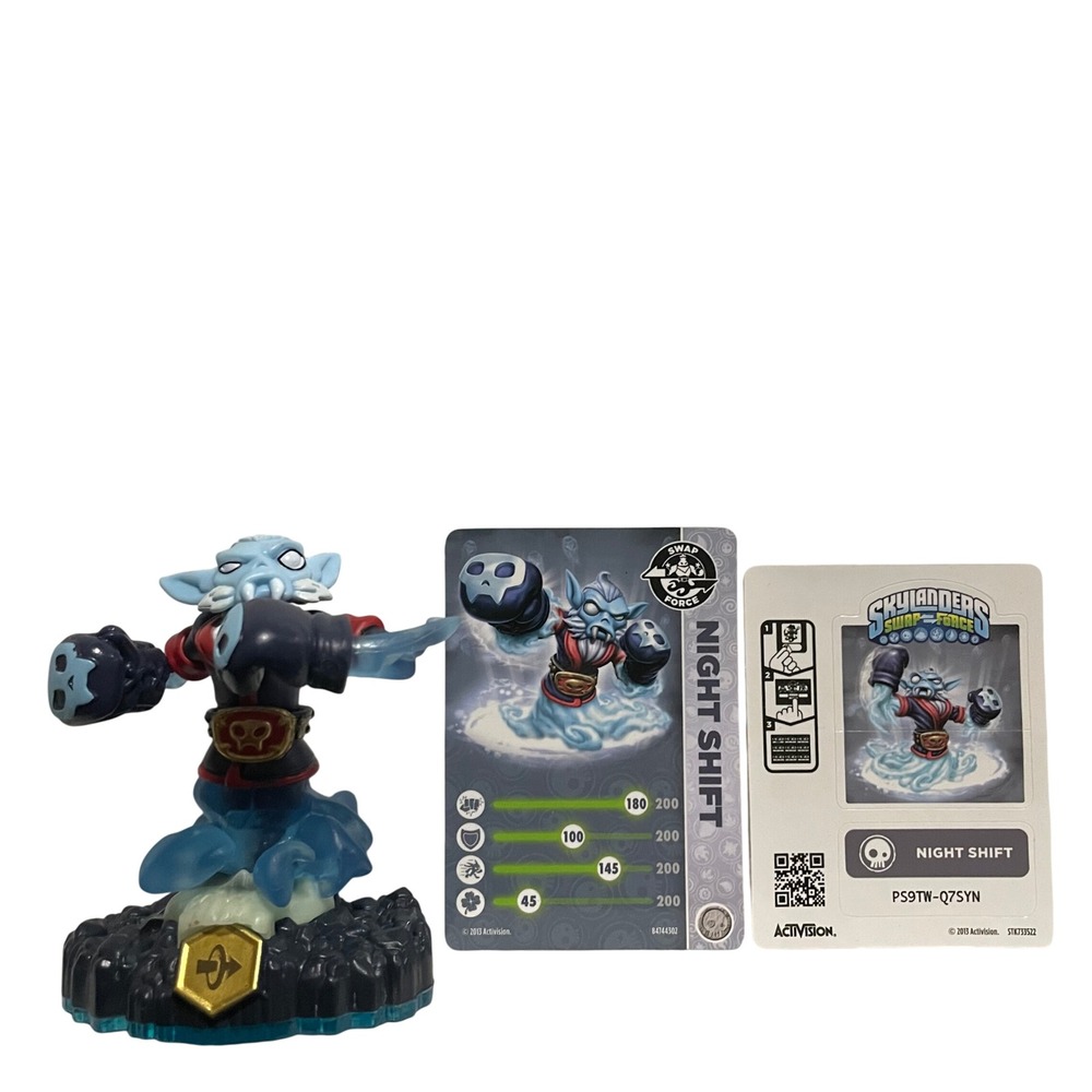 Skylanders Swap Force Night Shift Figure w/‎ Card + Sticker Swappable Magnetic